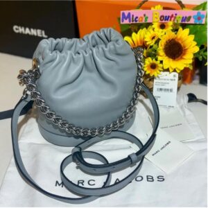 MARC JACOBS Gray Bucket Crossbody Bag with Chain Detail ~2in1