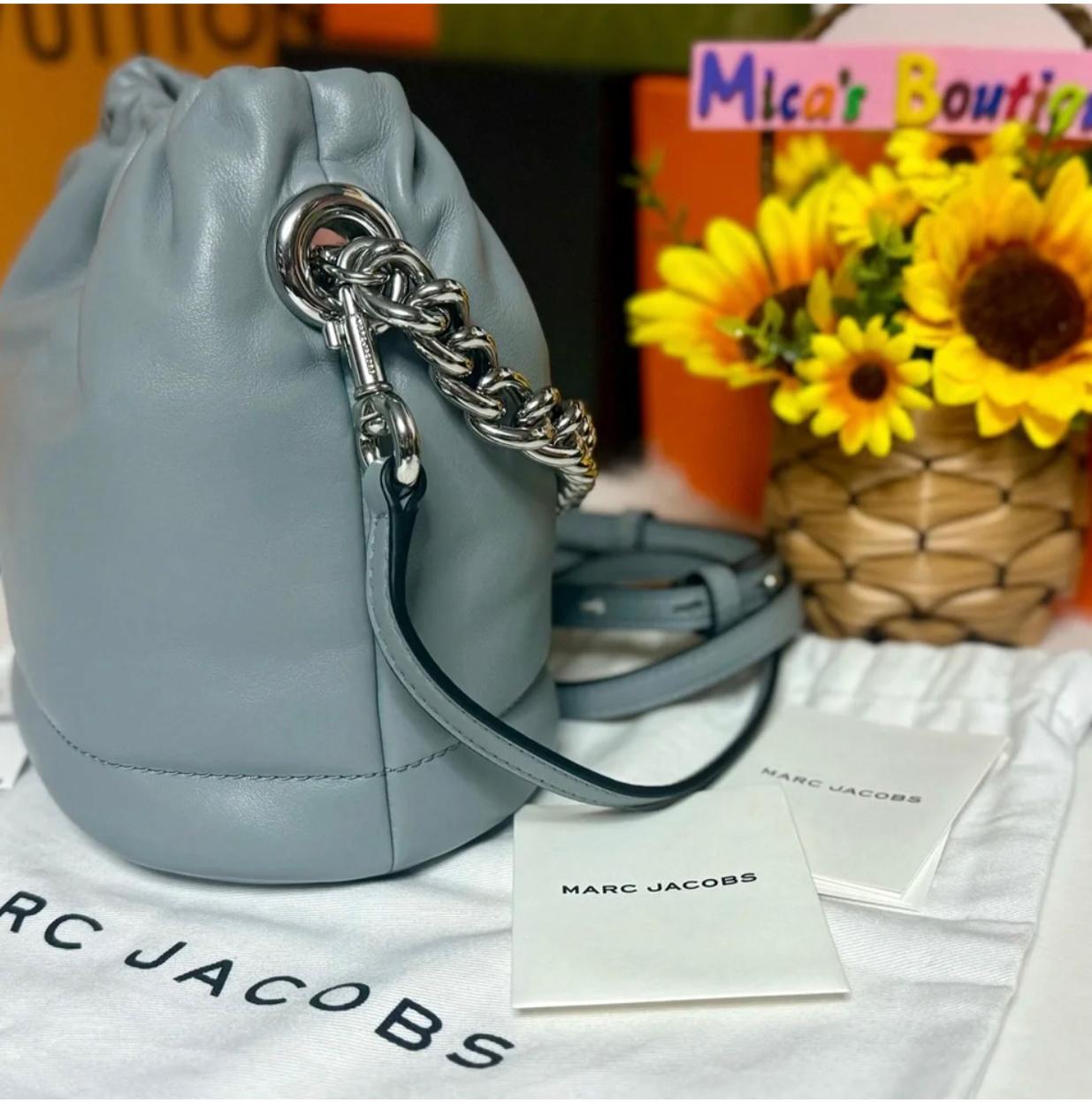 MARC JACOBS Gray Bucket Crossbody Bag with Chain Detail ~2in1 - Image 2